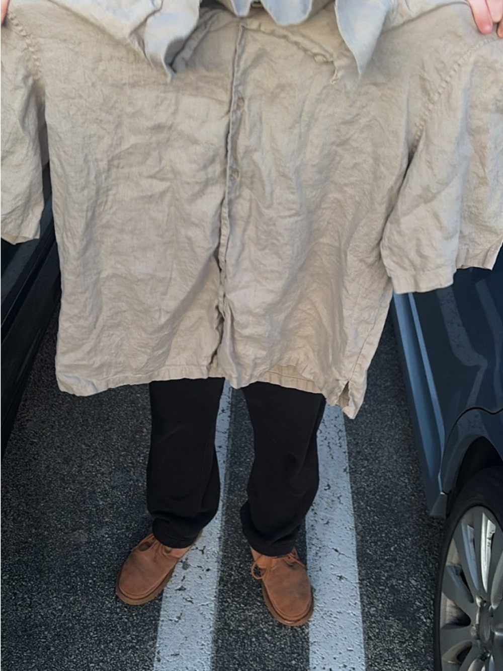 YoungLA Beige Short Sleeve Button-Up Shirt